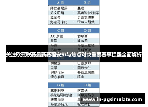 关注欧冠联赛最新赛程安排与焦点对决重要赛事提醒全面解析